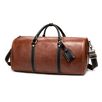 Vintage Custom Duffel Bag PU Leather Weekender with Shoe Compartment