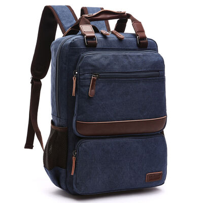 Square Custom Canvas Backpack Laptop Dual Handle Business Commuter