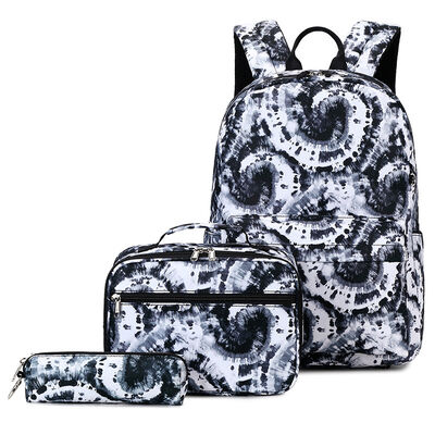 Tie Dye 3 Piece Student Bookbag Set Printed Lunch Tote 20L Water Resistant