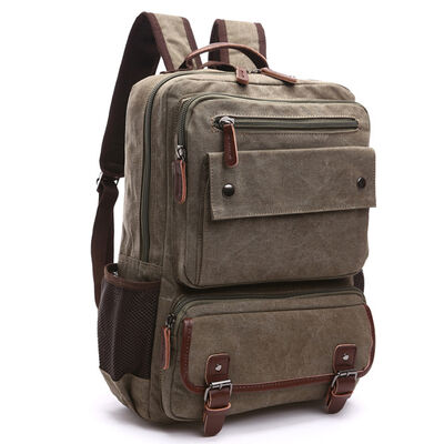 Vintage Custom Canvas Backpack 15.6 Inch Laptop Sleeve Water Resistant