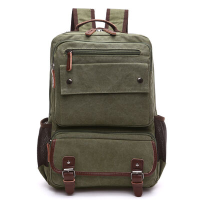 Vintage Custom Canvas Backpack 15.6 Inch Laptop Sleeve Water Resistant