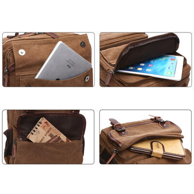 Vintage Custom Canvas Backpack 15.6 Inch Laptop Sleeve Water Resistant
