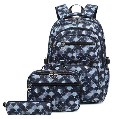 3 Piece Mermaid School Backpacks Set Lunch Box Pencil Case for Girls