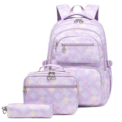 3 Piece Mermaid School Backpacks Set Lunch Box Pencil Case for Girls