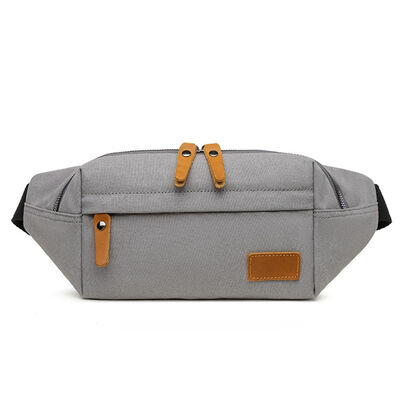 Vintage Canvas Fanny Pack with Leather Trim Casual Waist Bag