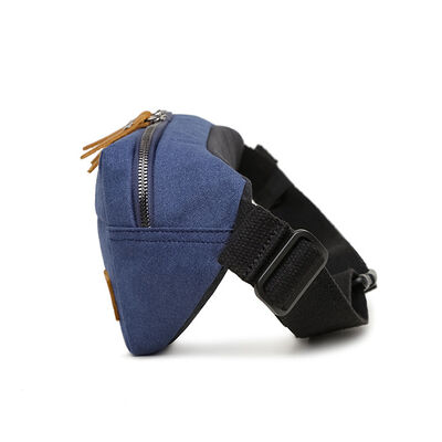Vintage Canvas Fanny Pack with Leather Trim Casual Waist Bag