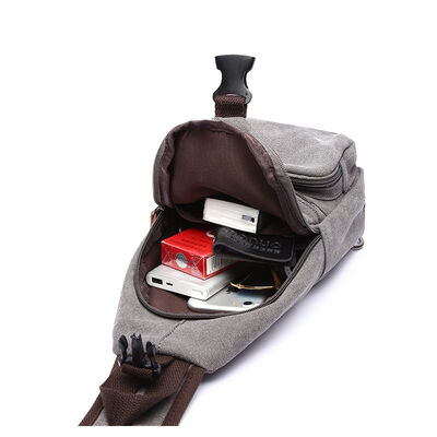 Washed Canvas Custom Sling Bag with USB Interface Casual Chest