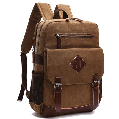 16oz 13L Capacity Custom Canvas Backpack Multiple Compartments Rucksack