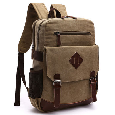 16oz 13L Capacity Custom Canvas Backpack Multiple Compartments Rucksack
