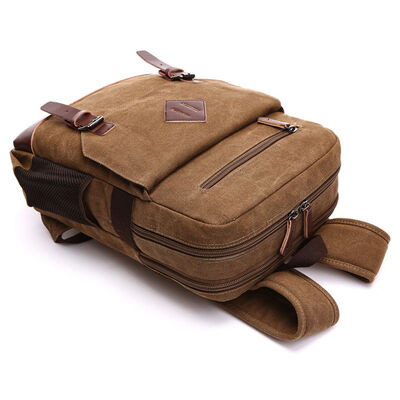 16oz 13L Capacity Custom Canvas Backpack Multiple Compartments Rucksack