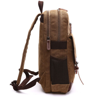 16oz 13L Capacity Custom Canvas Backpack Multiple Compartments Rucksack