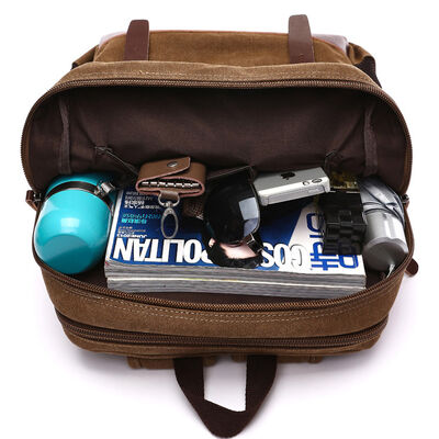 16oz 13L Capacity Custom Canvas Backpack Multiple Compartments Rucksack