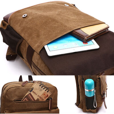 16oz 13L Capacity Custom Canvas Backpack Multiple Compartments Rucksack