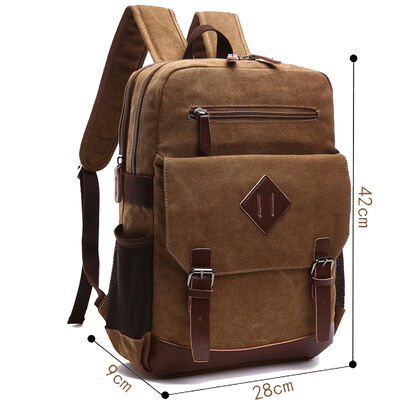 16oz 13L Capacity Custom Canvas Backpack Multiple Compartments Rucksack