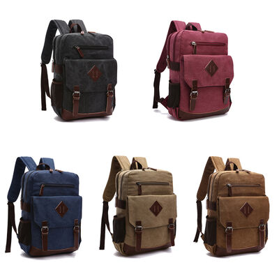 16oz 13L Capacity Custom Canvas Backpack Multiple Compartments Rucksack