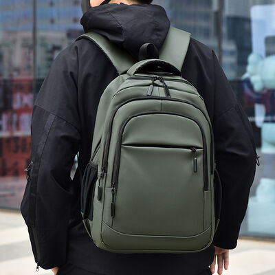 Dual Main Zip Business Laptop Backpack 20L PU Coated 15.6 Inch