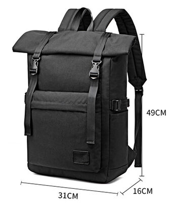 Roll Top Travel Backpack Heavy Duty Commuter Pack 25L 600D Oxford