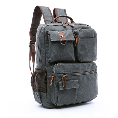 Multi Pocket Custom Canvas Backpack Multi Functional Casual Bookbag