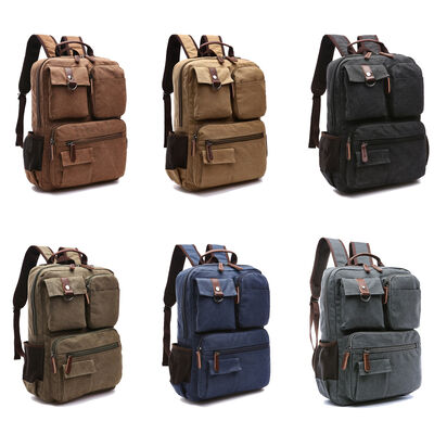 Multi Pocket Custom Canvas Backpack Multi Functional Casual Bookbag