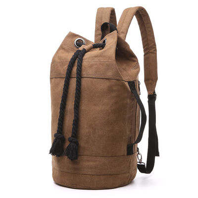 Drawstring Bucket Custom Canvas Backpack Heavy Rope Cargo Gym