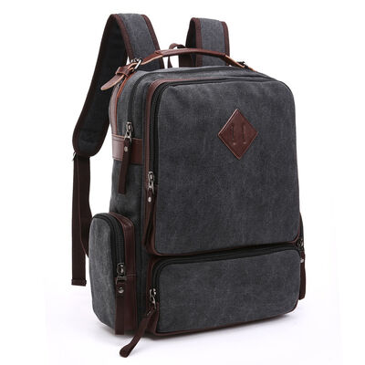 Square Custom Canvas Backpack Laptop Multi Compartment Business