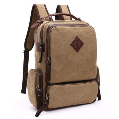 Square Custom Canvas Backpack Laptop Multi Compartment Business