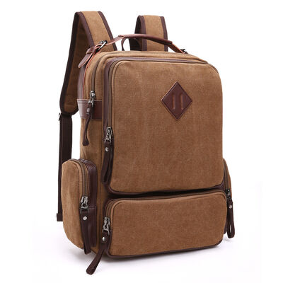 Square Custom Canvas Backpack Laptop Multi Compartment Business