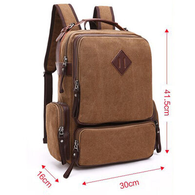 Square Custom Canvas Backpack Laptop Multi Compartment Business