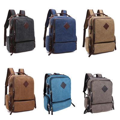 Square Custom Canvas Backpack Laptop Multi Compartment Business