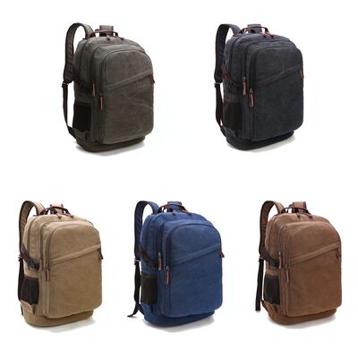 Classic Custom Canvas Backpack Multi Layer Tech Laptop Travel