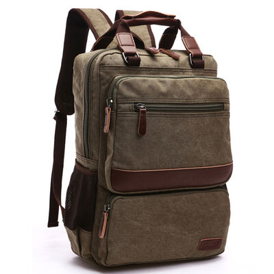Square Custom Canvas Backpack Laptop Dual Handle Business Commuter