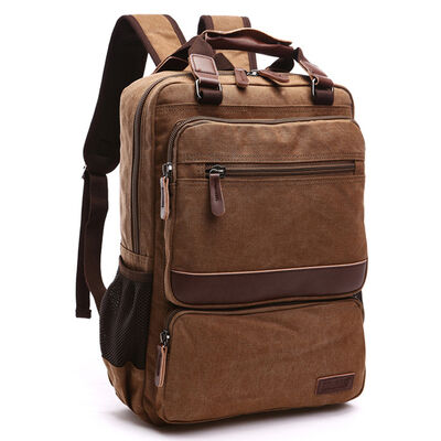 Square Custom Canvas Backpack Laptop Dual Handle Business Commuter