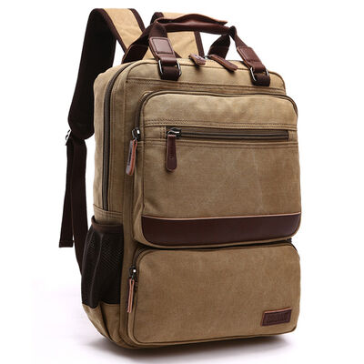 Square Custom Canvas Backpack Laptop Dual Handle Business Commuter