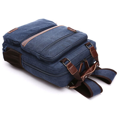Square Custom Canvas Backpack Laptop Dual Handle Business Commuter