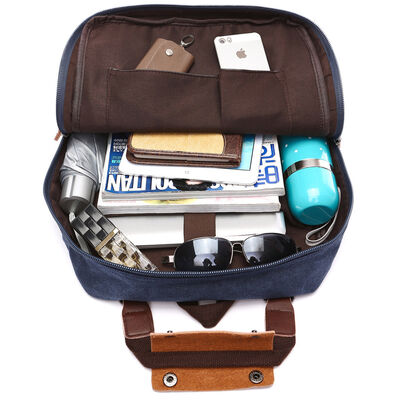 Square Custom Canvas Backpack Laptop Dual Handle Business Commuter