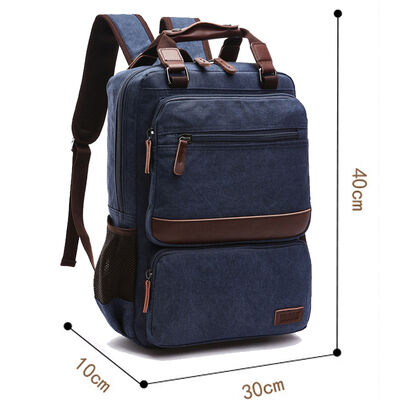 Square Custom Canvas Backpack Laptop Dual Handle Business Commuter