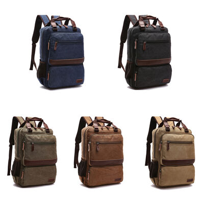 Square Custom Canvas Backpack Laptop Dual Handle Business Commuter
