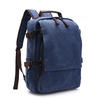 Large Flap Custom Canvas Backpack Side Buckle Cargo Rucksack