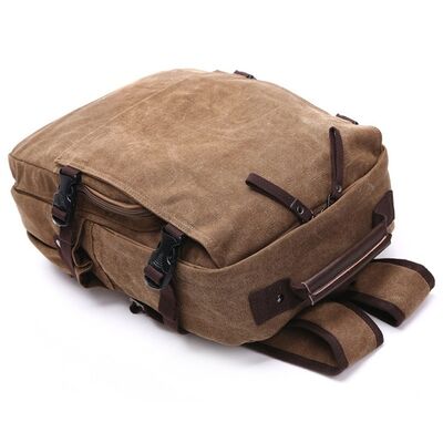 Large Flap Custom Canvas Backpack Side Buckle Cargo Rucksack