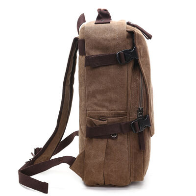 Large Flap Custom Canvas Backpack Side Buckle Cargo Rucksack