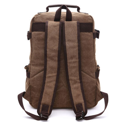 Large Flap Custom Canvas Backpack Side Buckle Cargo Rucksack