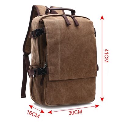 Large Flap Custom Canvas Backpack Side Buckle Cargo Rucksack