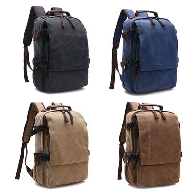 Large Flap Custom Canvas Backpack Side Buckle Cargo Rucksack