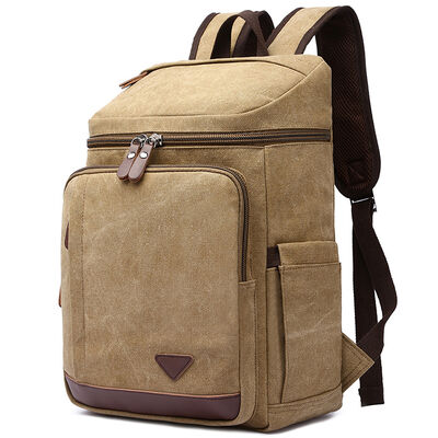 Square Top Lid Canvas Backpack Cargo Utility Rucksack Laptop Travel Bag