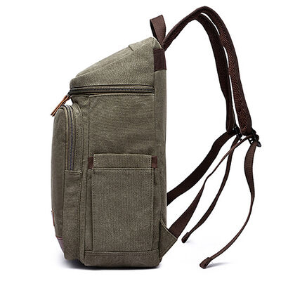 Square Top Lid Canvas Backpack Cargo Utility Rucksack Laptop Travel Bag