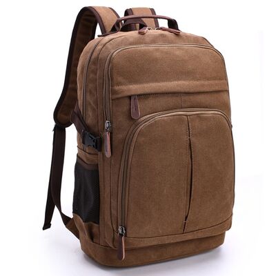 Triple Main Chamber Canvas Backpack Multi Layer Laptop Travel Rucksack