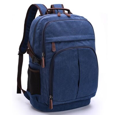 Triple Main Chamber Canvas Backpack Multi Layer Laptop Travel Rucksack