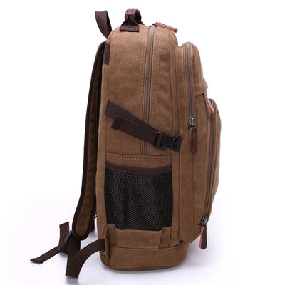 Triple Main Chamber Canvas Backpack Multi Layer Laptop Travel Rucksack