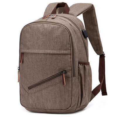 Smart Tech Canvas Backpack Laptop Commuter Bag Diagonal Zipper Pocket