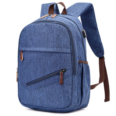 Smart Tech Canvas Backpack Laptop Commuter Bag Diagonal Zipper Pocket